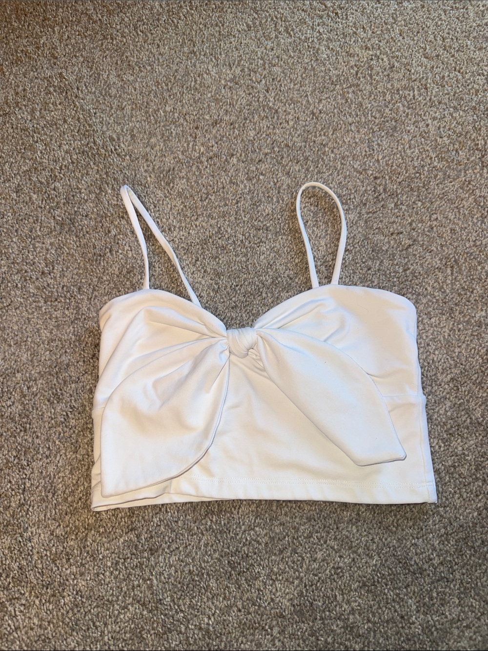 Women’s White Bow-Front Cropped Tank Top